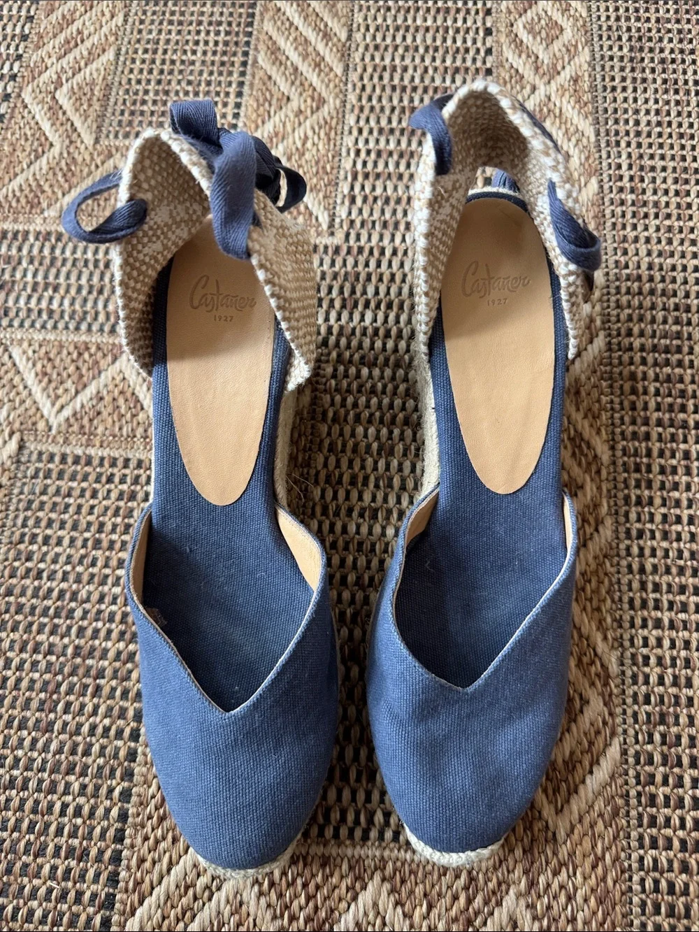 CASTANER Chiara Wedge Espadrilles Dark Blue Canvas Size 40 (9)